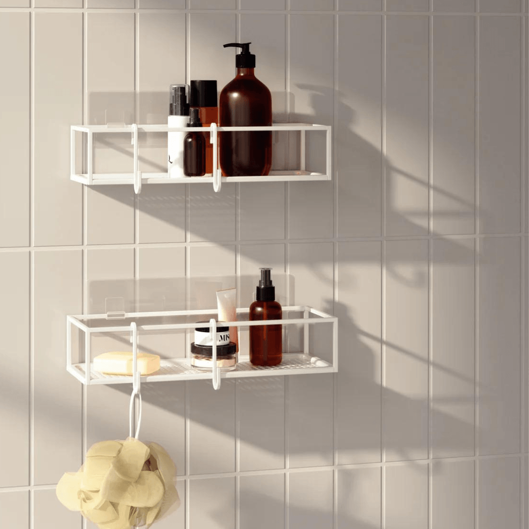Prateleira Porta Shampoo Cubiko Branca 2 Peças - Ela Decora
