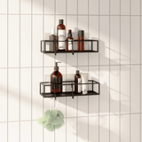 Prateleira Porta Shampoo Cubiko Preta 2 Peças - Ela Decora