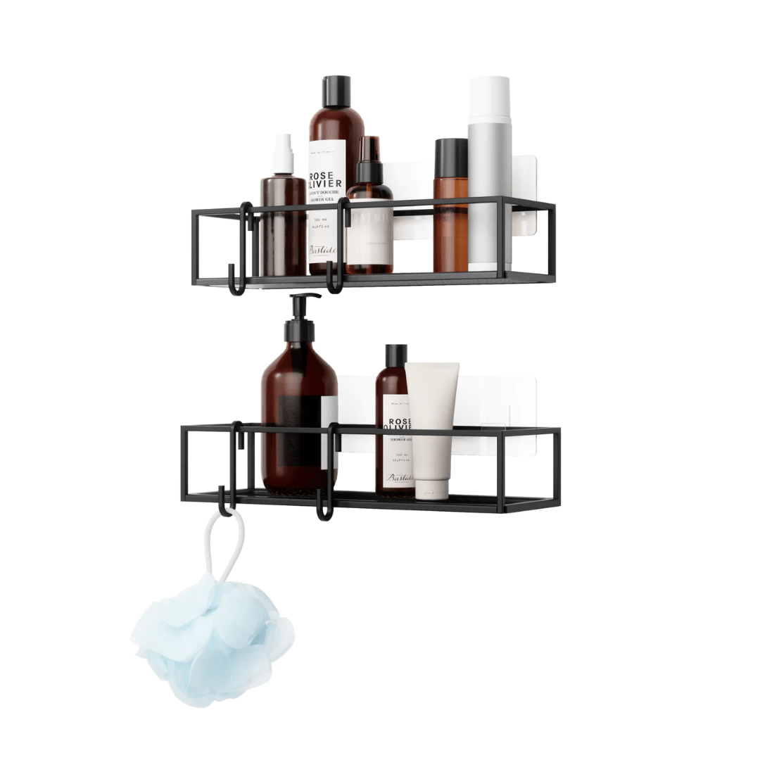 Prateleira Porta Shampoo Cubiko Preta 2 Peças - Ela Decora