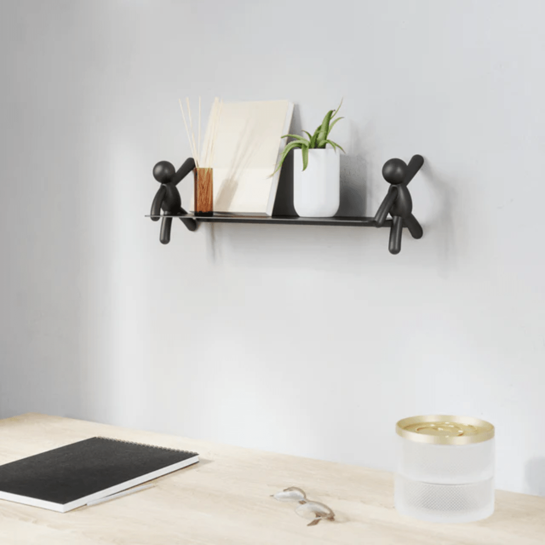 Prateleira Suspensa Buddy Preto 46 cm x 15 cm - Ela Decora