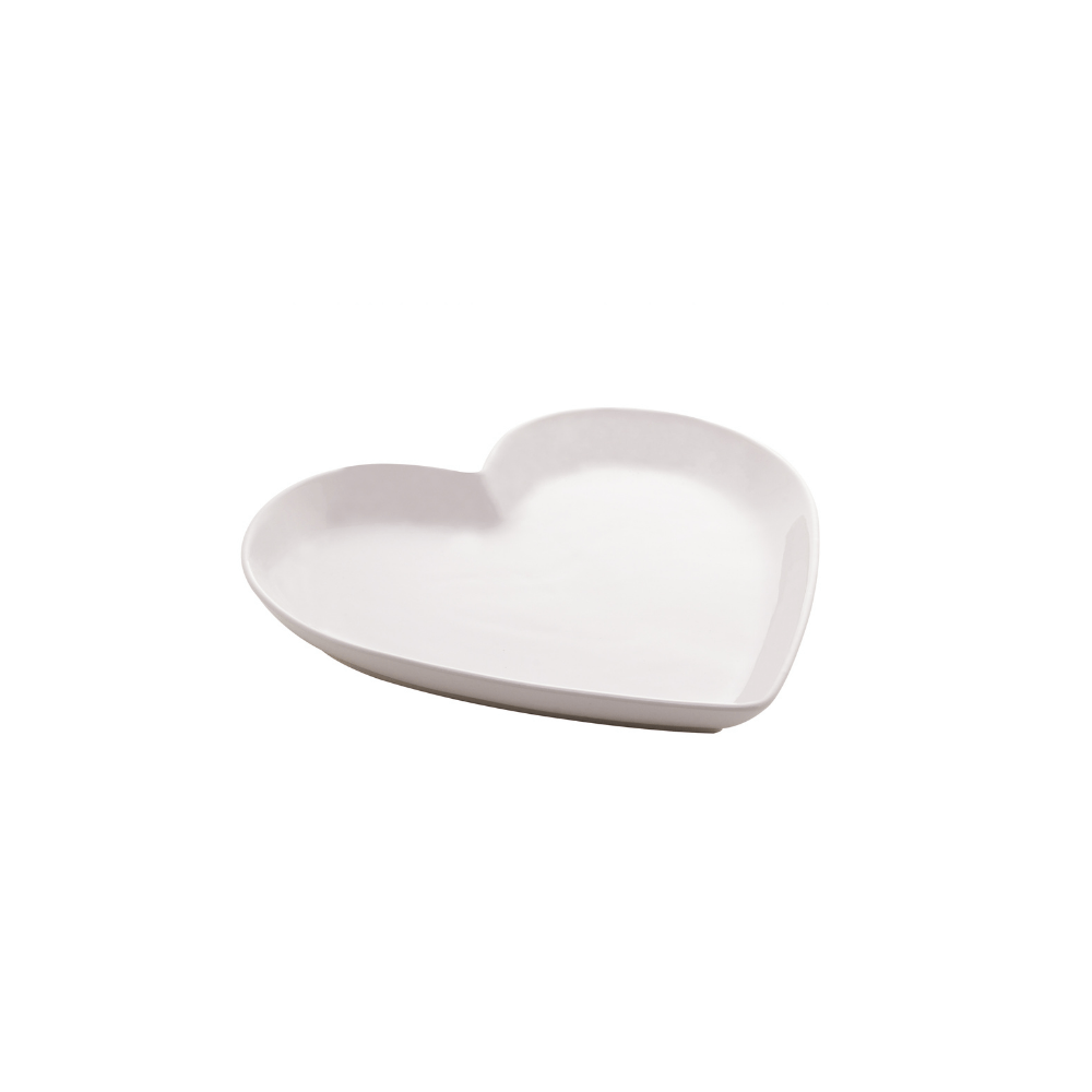 Prato Cerâmica Coração Branco - 14,5 cm - Ela Decora
