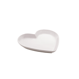 Prato Cerâmica Coração Branco - 14,5 cm - Ela Decora