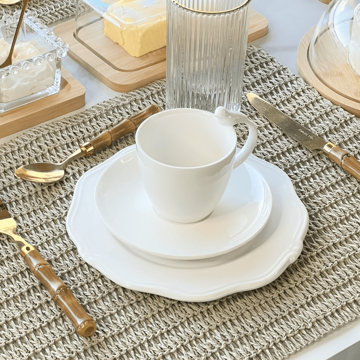 Prato de Sobremesa Algarve Branco 21cm - Ela Decora