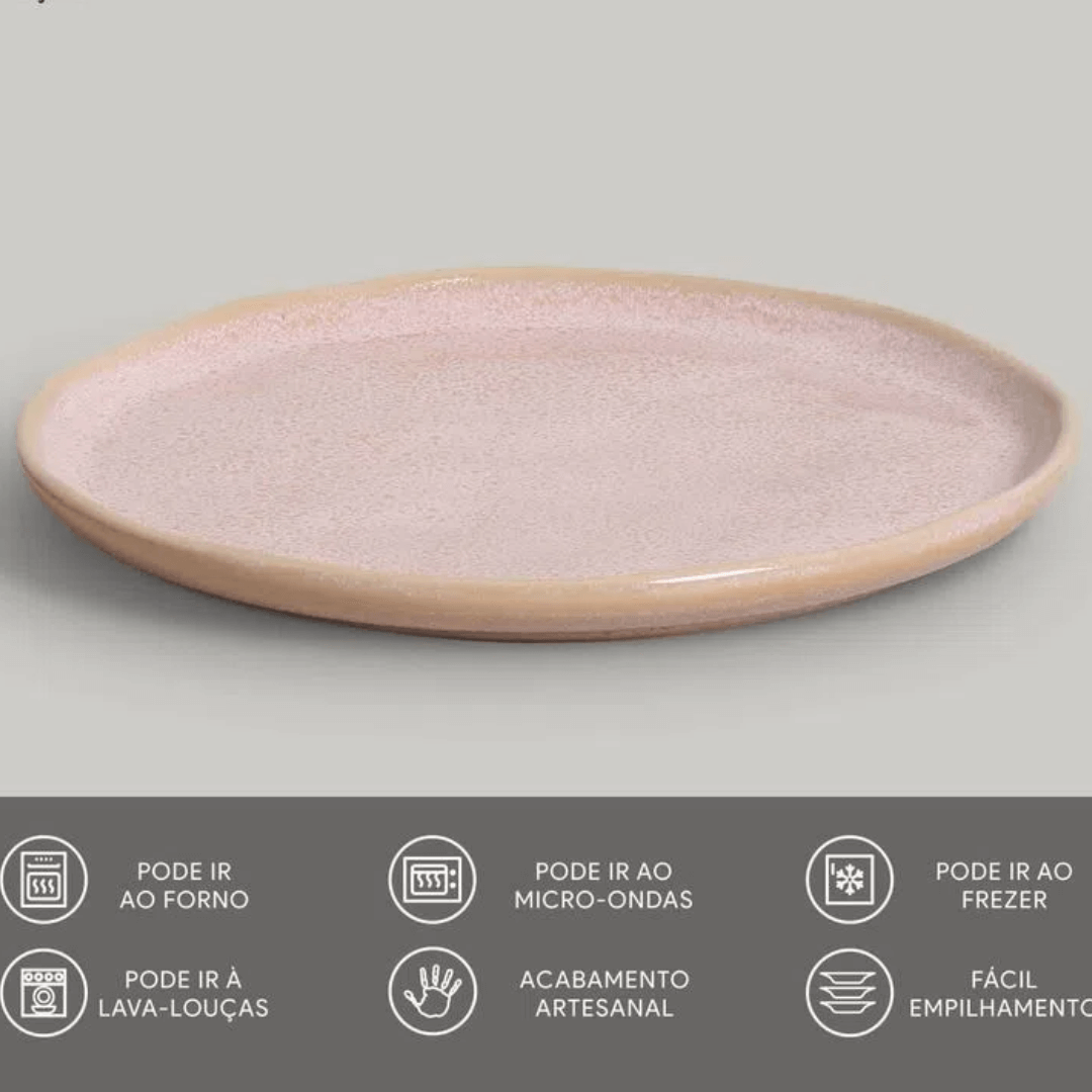 Prato de Sobremesa Bio Litchi Rosa 21,5cm - Ela Decora