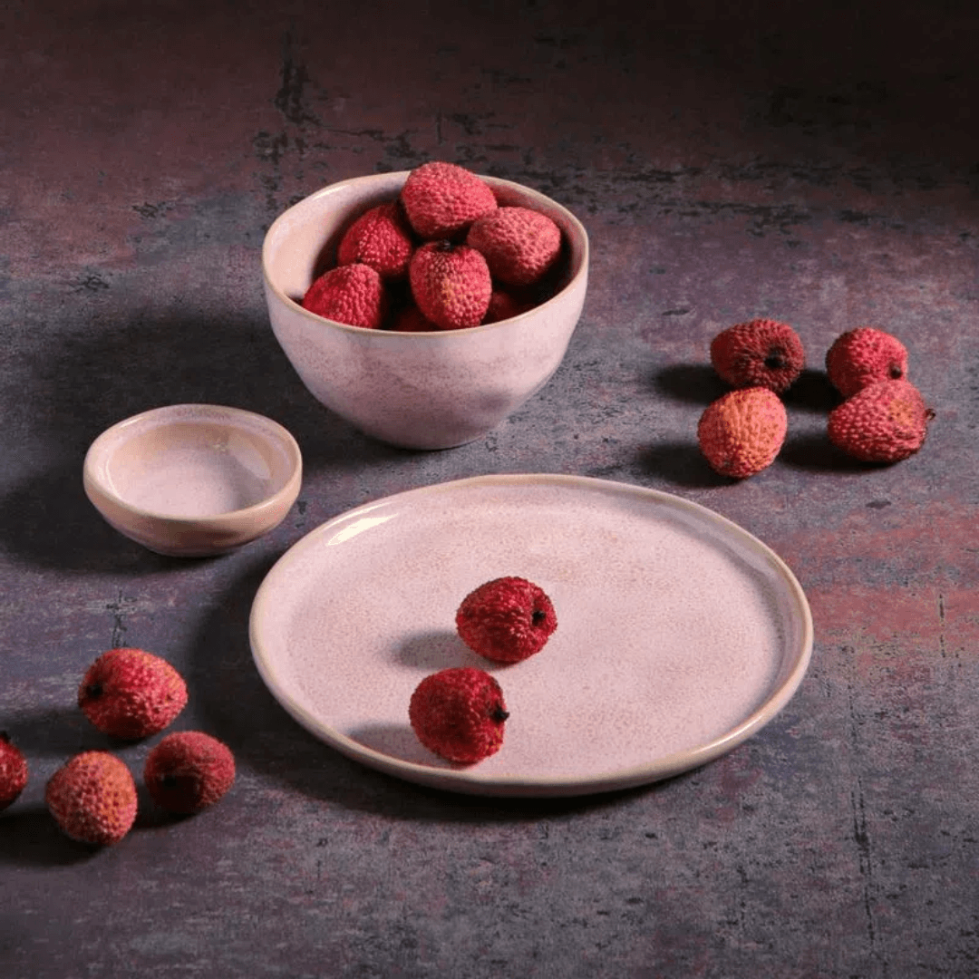 Prato de Sobremesa Bio Rustic Litchi Rosa 21,5cm - Ela Decora