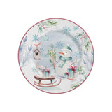 Prato de Sobremesa Boneco de Neve Natal Snowman Ceramica - 19,5cm - Ela Decora