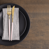 Prato de Sobremesa Cerâmica Cronus Preto Black - 18,5cm - Ela Decora