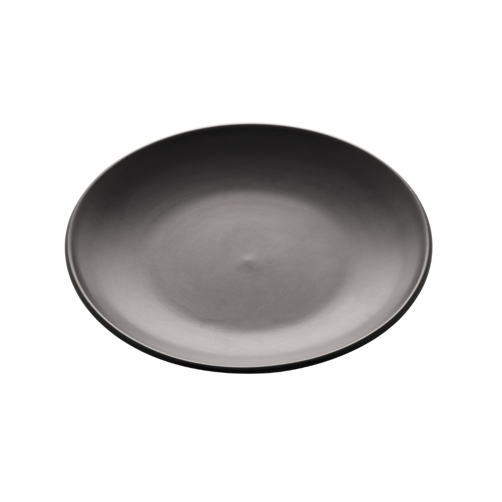 Prato de Sobremesa Cerâmica Cronus Preto Black - 18,5cm - Ela Decora