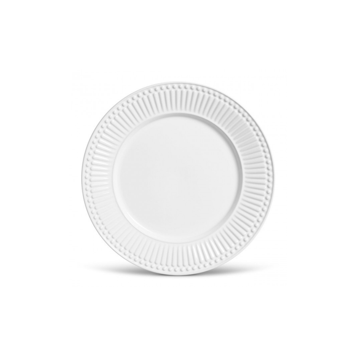 Prato de Sobremesa Cerâmica Roma Branco - 20,5 cm - Ela Decora