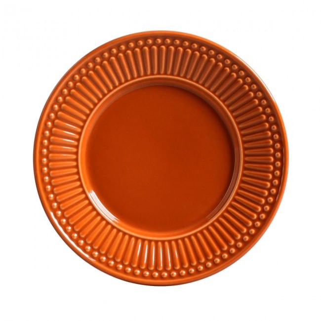 Prato De Sobremesa Cerâmica Roma Laranja Cantaloupe - 20,5 cm - Ela Decora