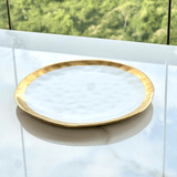 Prato de Sobremesa Dubai Branco e Dourado 21cm - Ela Decora