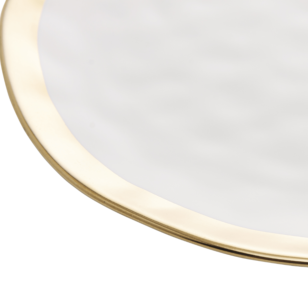 Prato de Sobremesa Dubai Branco e Dourado 21cm - Ela Decora