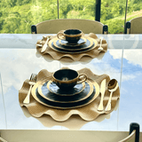 Prato de Sobremesa Dubai Preto e Dourado 21cm - Ela Decora