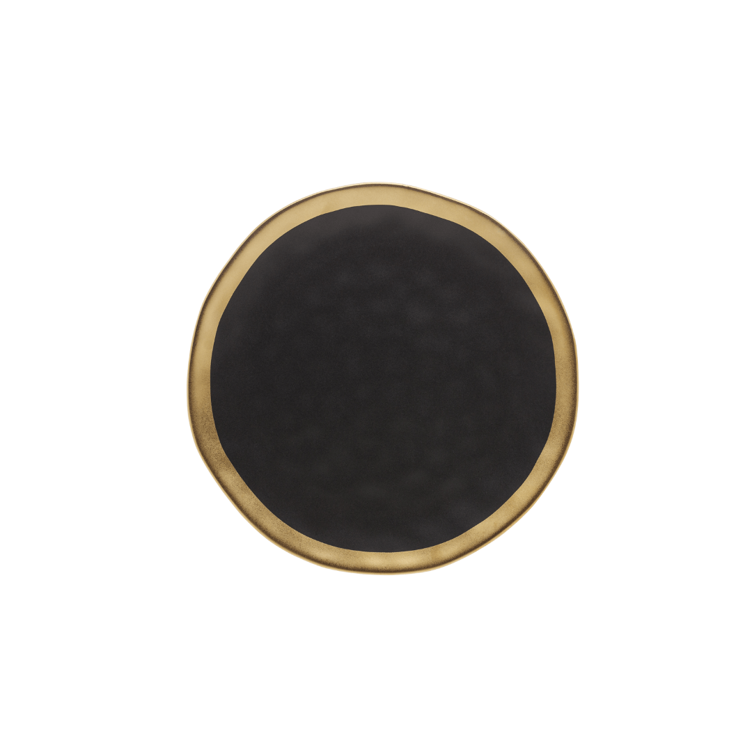 Prato de Sobremesa Dubai Preto e Dourado 21cm - Ela Decora