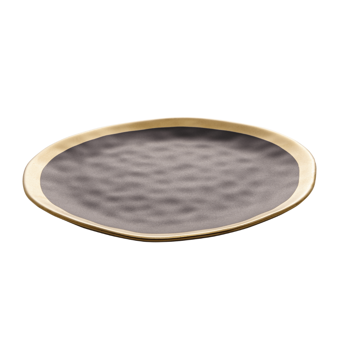 Prato de Sobremesa Dubai Preto e Dourado 21cm - Ela Decora