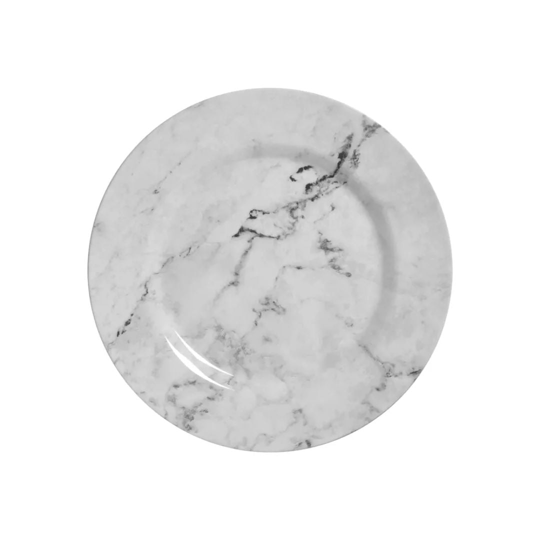 Prato de Sobremesa em Cerâmica Marmore 19,5cm - Ela Decora