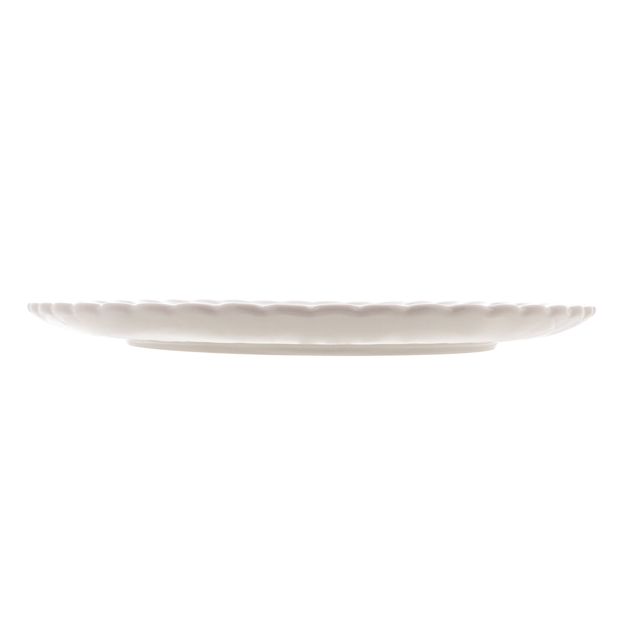 Prato de Sobremesa em Porcelana Petala Branco 20cm - Ela Decora