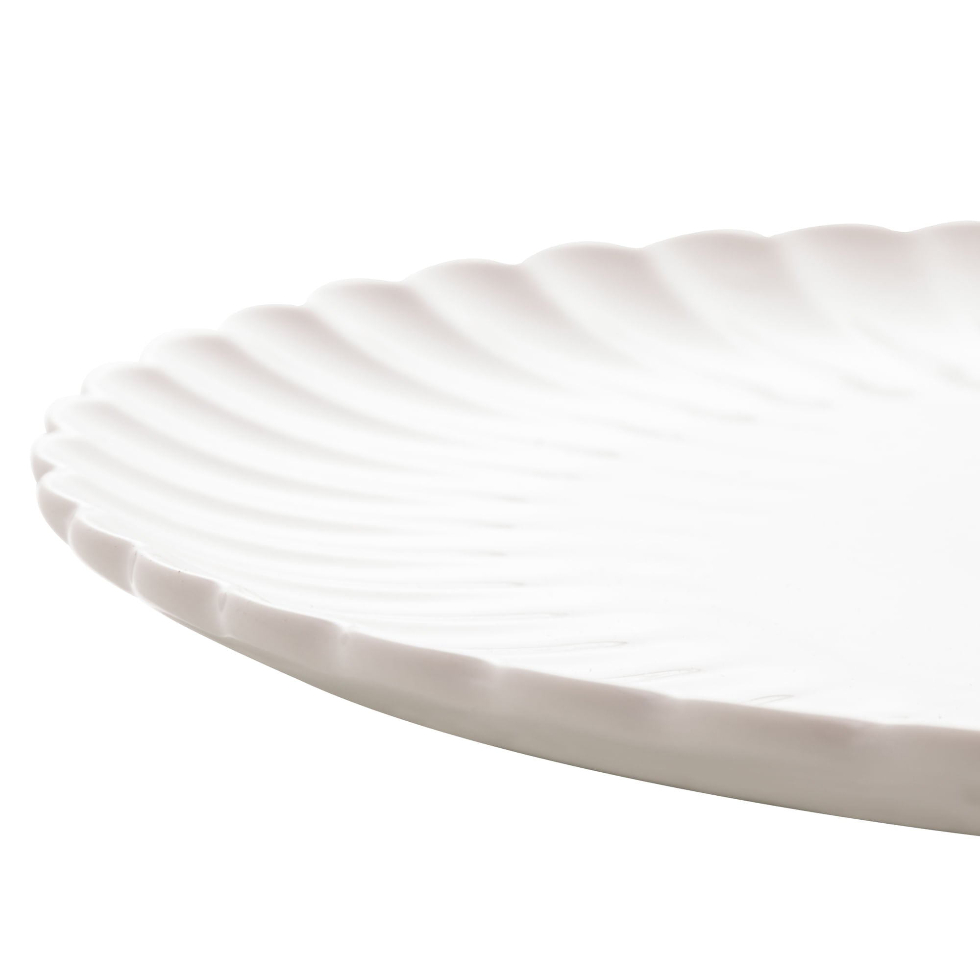 Prato de Sobremesa em Porcelana Petala Branco 20cm - Ela Decora