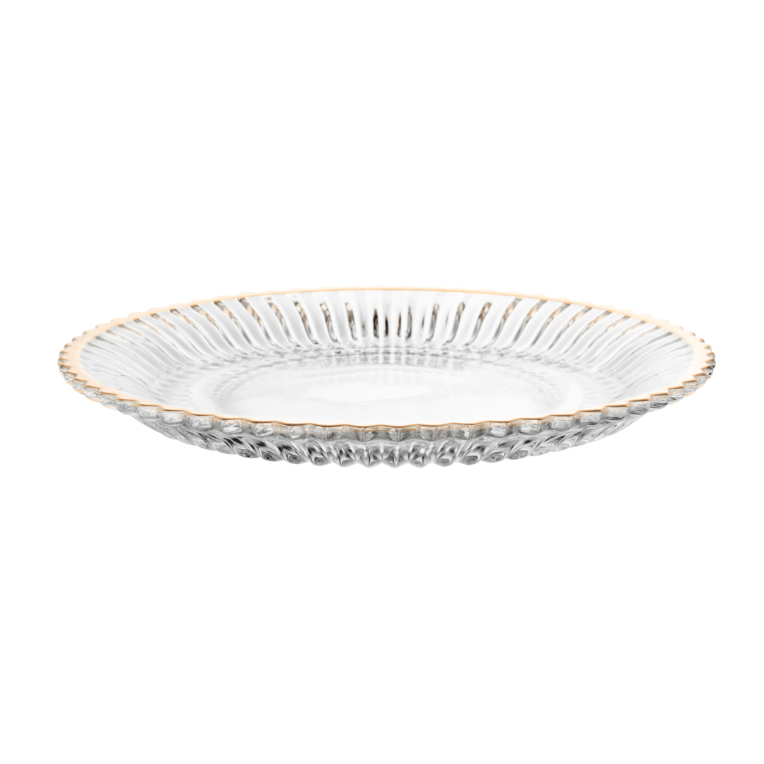 Prato de Sobremesa Imperatriz em Cristal Fio de Ouro 20cm - Ela Decora