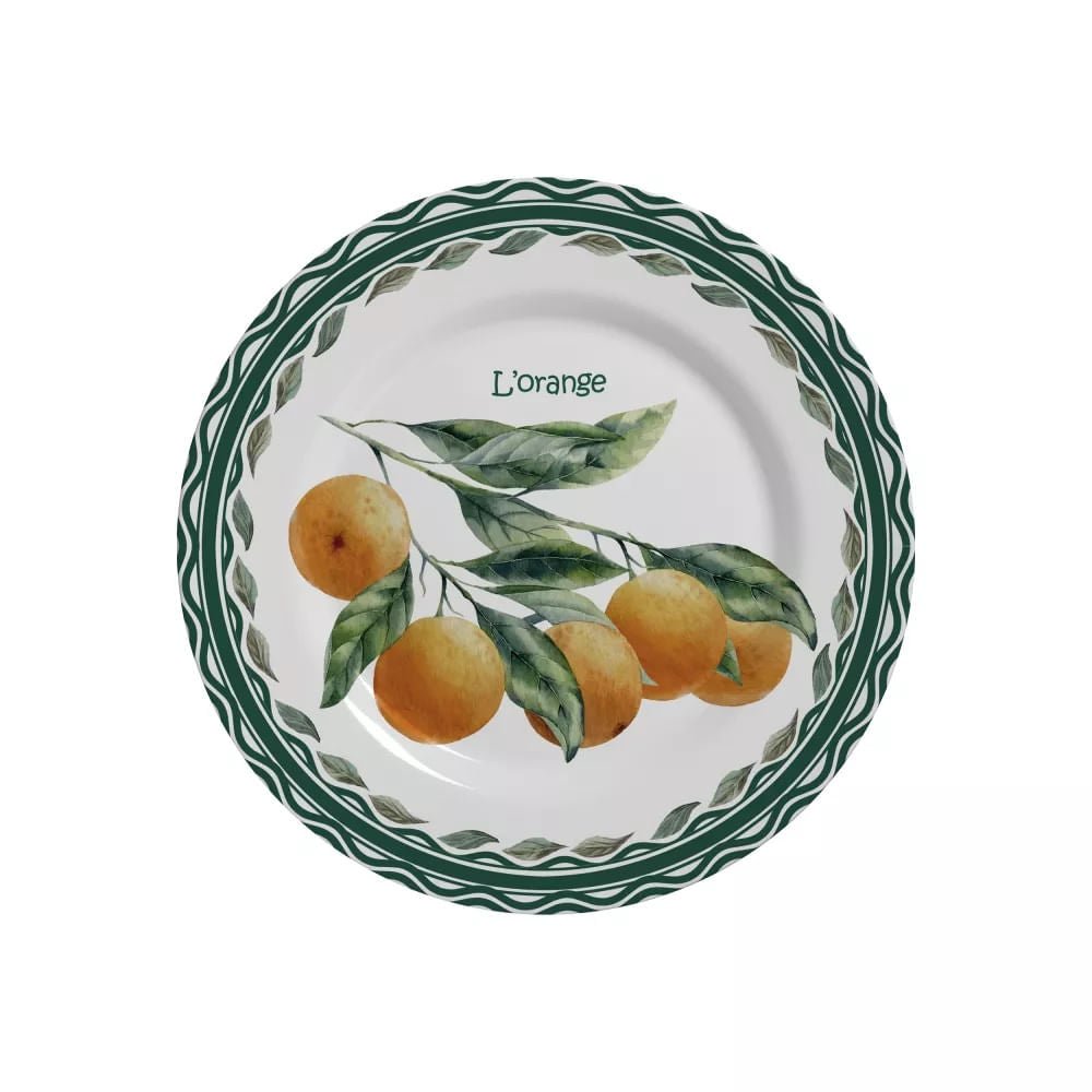 Prato de Sobremesa Les Fruits Orange 19,5cm - Ela Decora