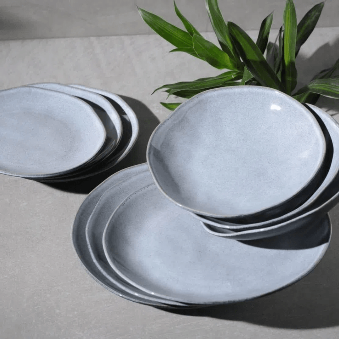 Prato de Sobremesa Orgânico Concreto Cinza 19,5cm - Ela Decora