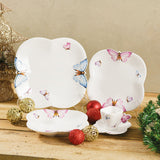 Prato de Sobremesa Porcelana Borboletas Branco 19cm - Ela Decora