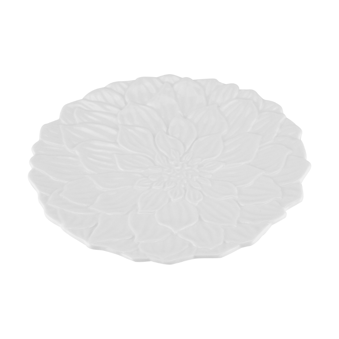 Prato de Sobremesa Porcelana Daisy Branco - 19 cm - Ela Decora