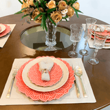 Prato de Sobremesa Porcelana Daisy Coral - 19 cm - Ela Decora