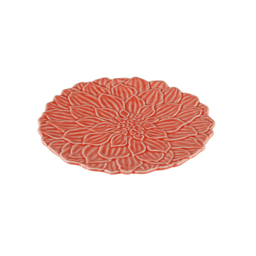 Prato de Sobremesa Porcelana Daisy Coral - 19 cm - Ela Decora