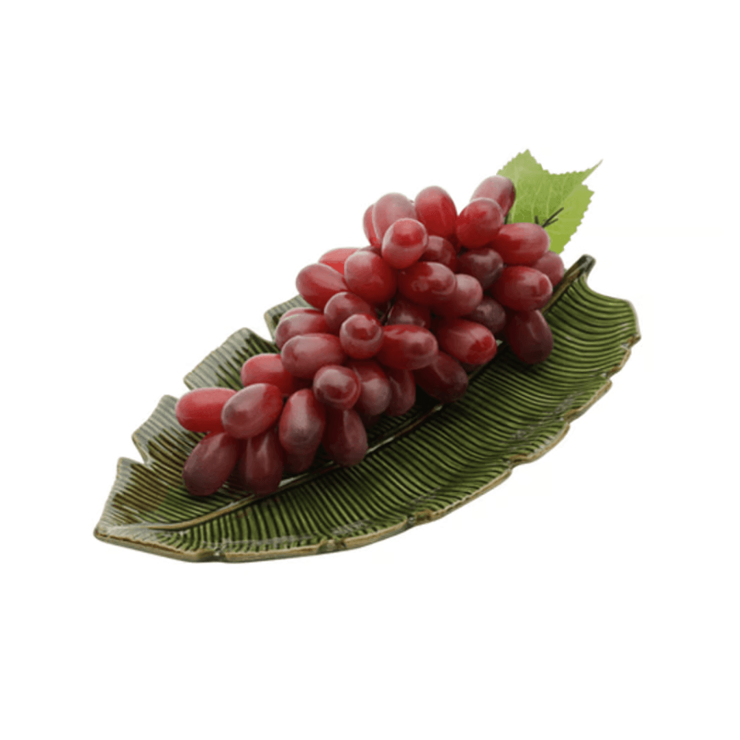 Prato Decorativo Cerâmica Folha de Banana Leaf Verde 29 cm - Ela Decora