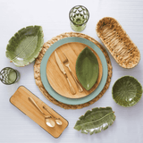 Prato Decorativo Cerâmica Folha de Banana Leaf Verde 29 cm - Ela Decora