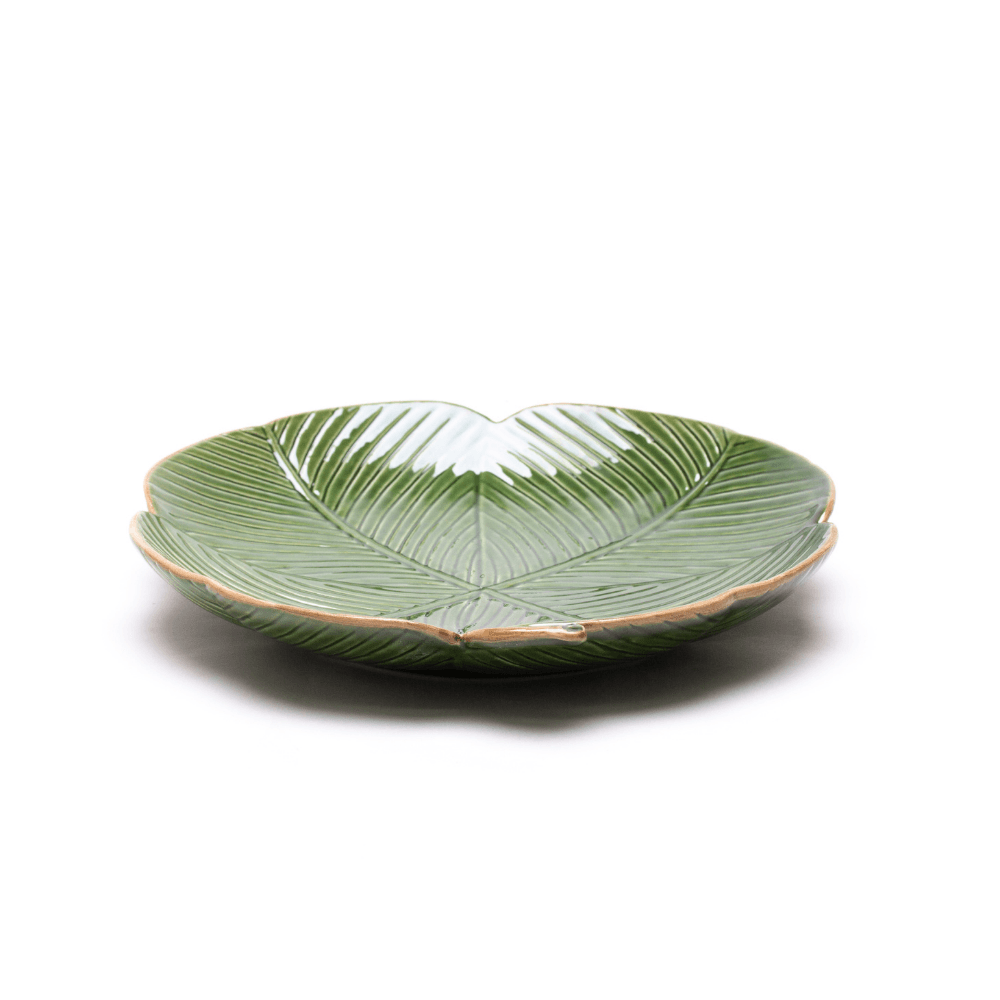 Prato Decorativo Cerâmica Trevo De 4 Folhas Banana Leaf Verde 16 cm - Ela Decora
