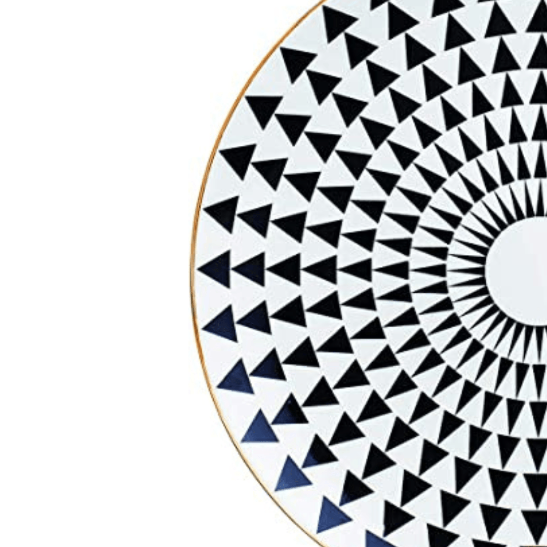 Prato Decorativo Em Ceramica Branco e Preto 2 x 22 cm - Ela Decora
