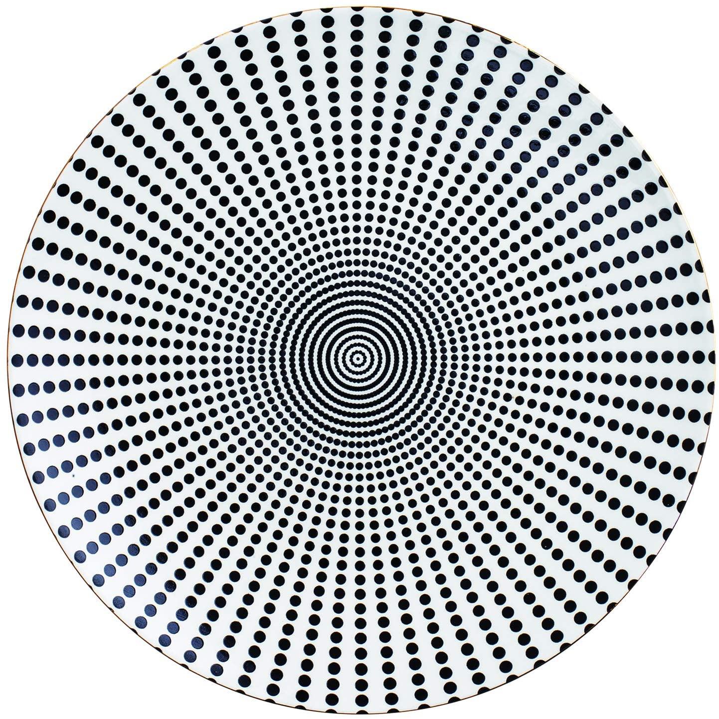 Prato Decorativo Em Ceramica Branco e Preto 26 cm - Ela Decora