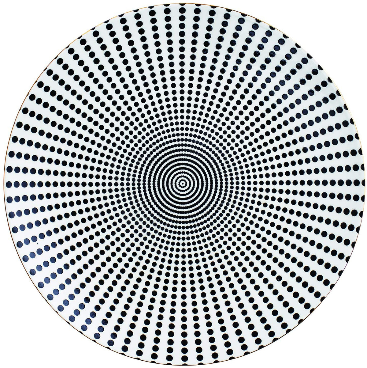 Prato Decorativo Em Ceramica Branco e Preto 26 cm - Ela Decora