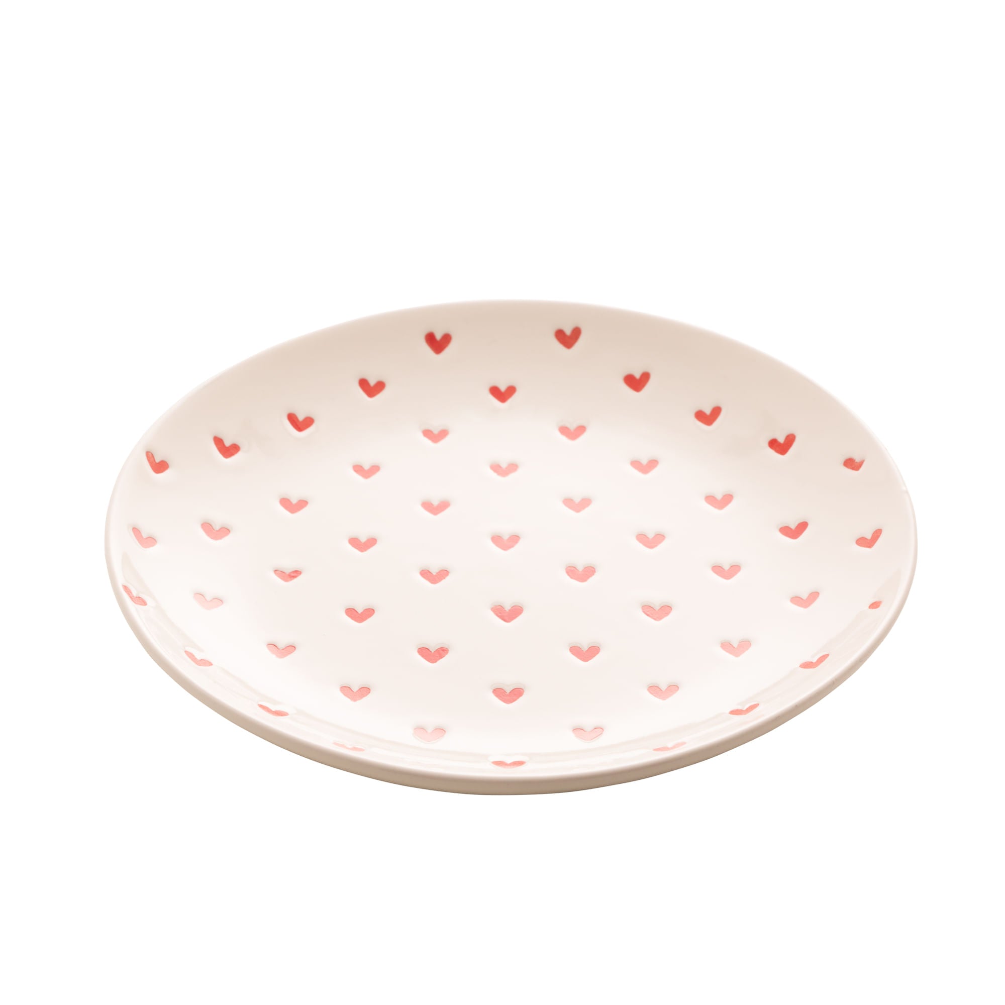 Prato em Cerâmica Coração Branco 20,5cm - Ela Decora