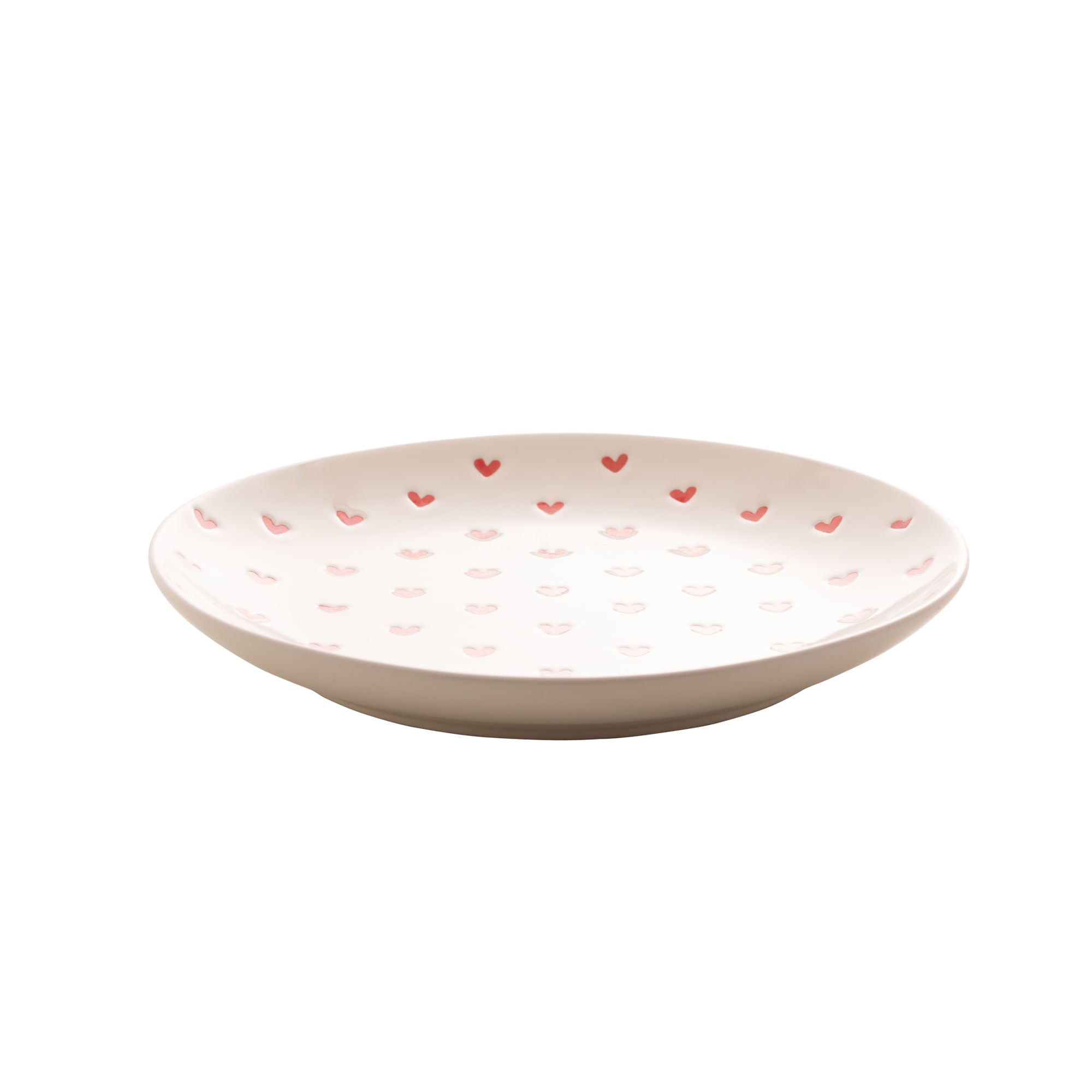 Prato em Cerâmica Coração Branco 20,5cm - Ela Decora