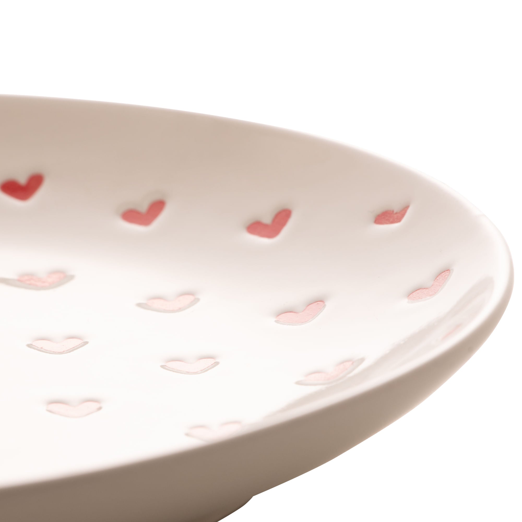 Prato em Cerâmica Coração Branco 20,5cm - Ela Decora