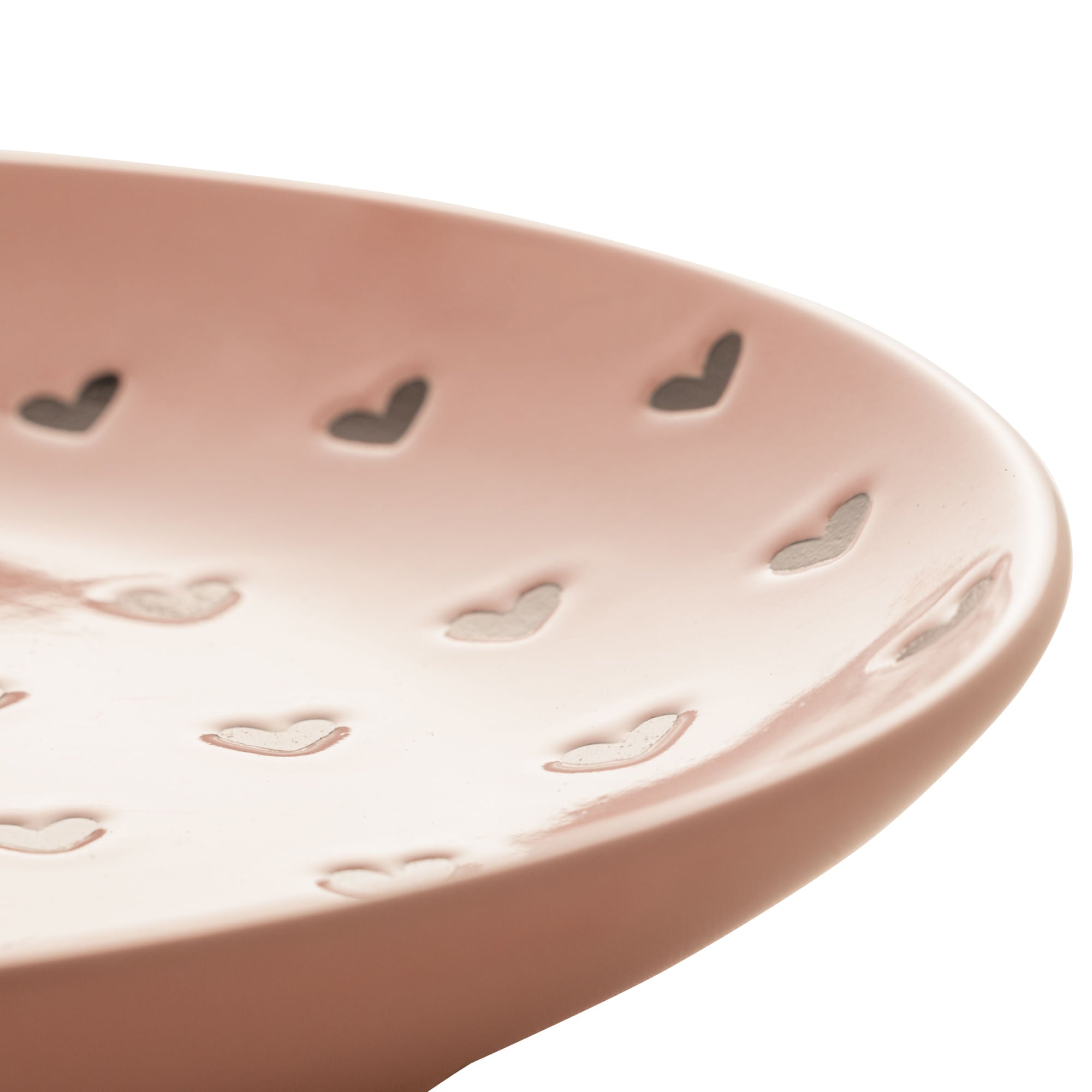Prato em Cerâmica Coração Rosa 20,5cm - Ela Decora