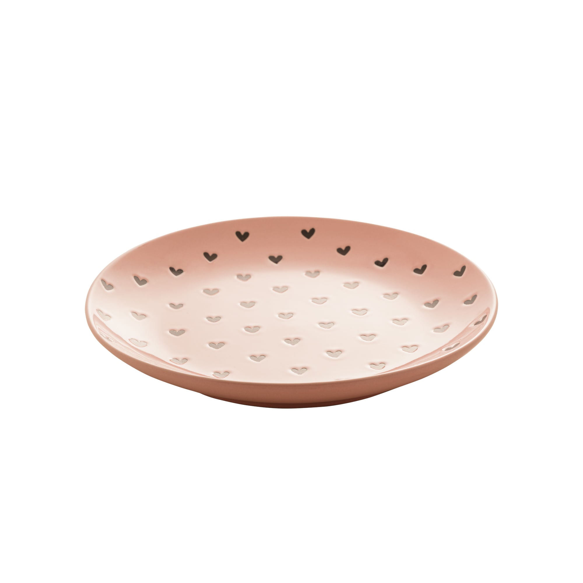 Prato em Cerâmica Coração Rosa 20,5cm - Ela Decora