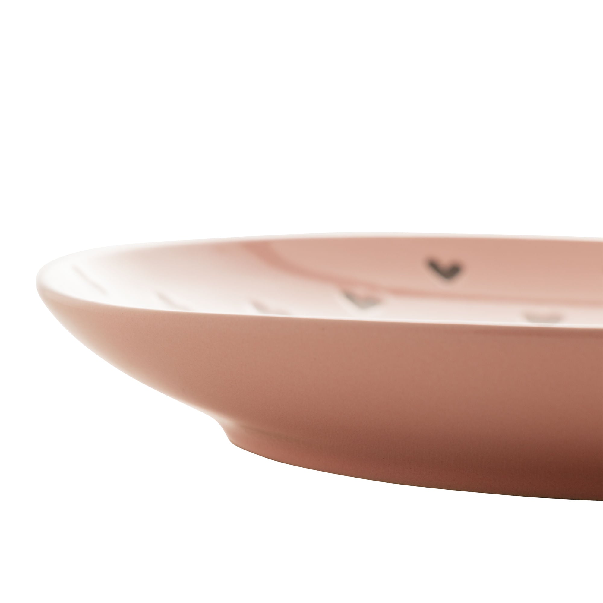 Prato em Cerâmica Coração Rosa 20,5cm - Ela Decora