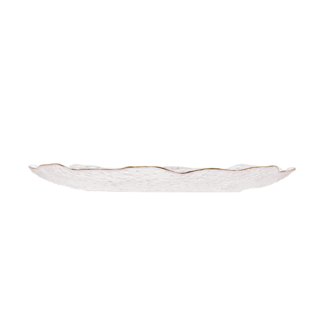 Prato em Cristal de Chumbo Martelado com Borda Dourada Taj 20cm - Ela Decora