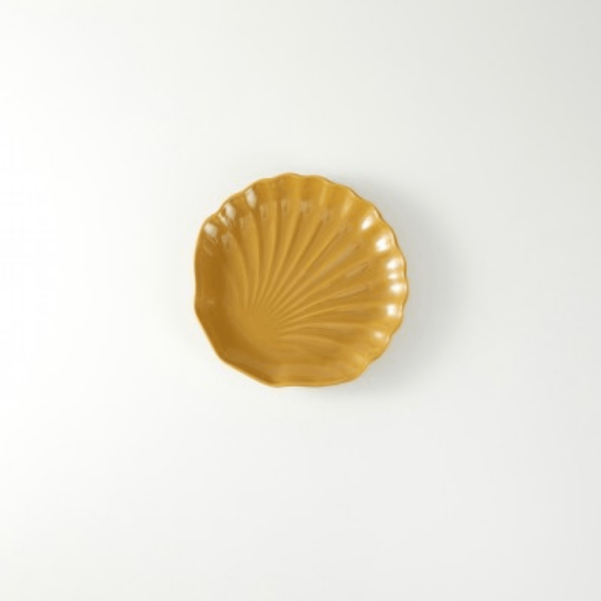 Prato Multiuso Sobremesa Cerâmica Ocean Concha Amarelo Curry - 19,5 cm - Ela Decora
