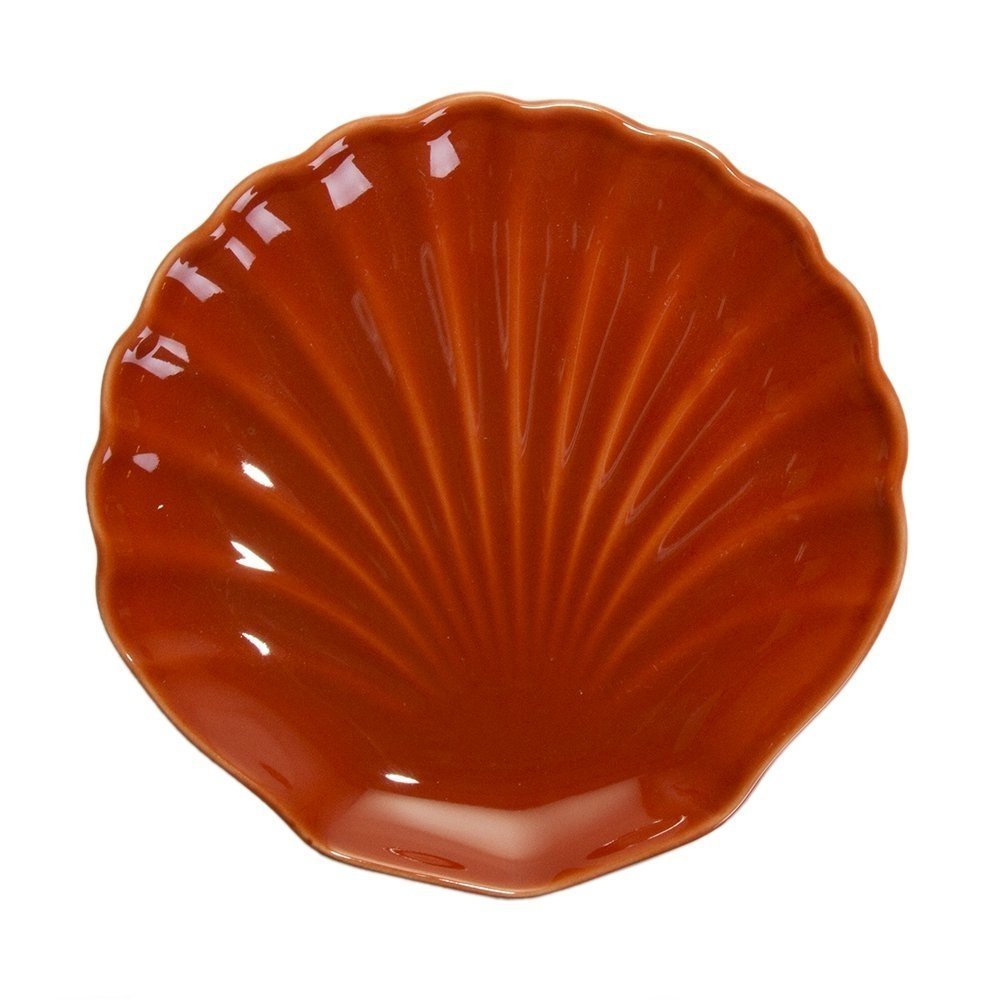 Prato Multiuso Sobremesa Cerâmica Ocean Concha Páprica - 19,5 cm - Ela Decora
