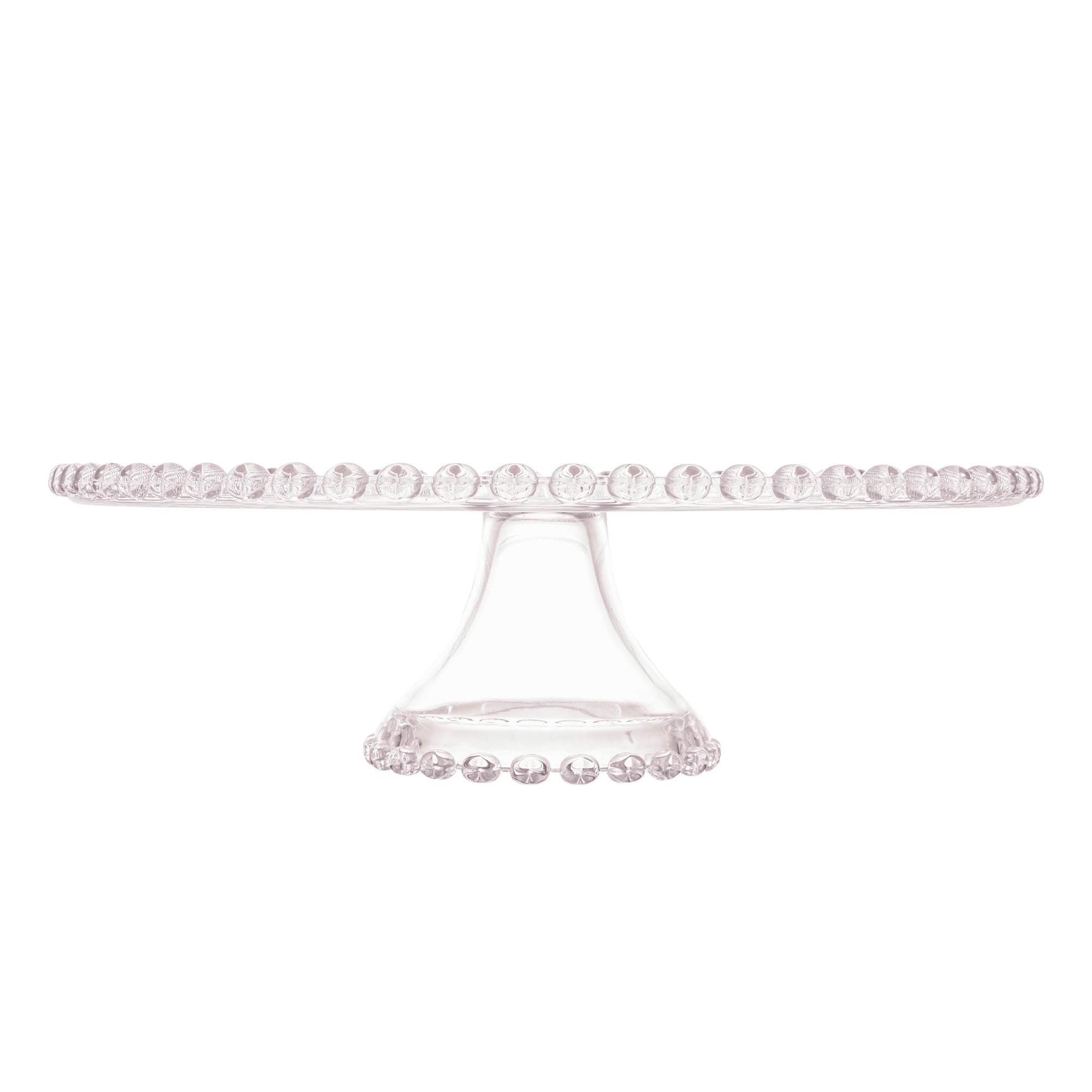 Prato para Bolo Boleira transparente com bolinhas de cristal 