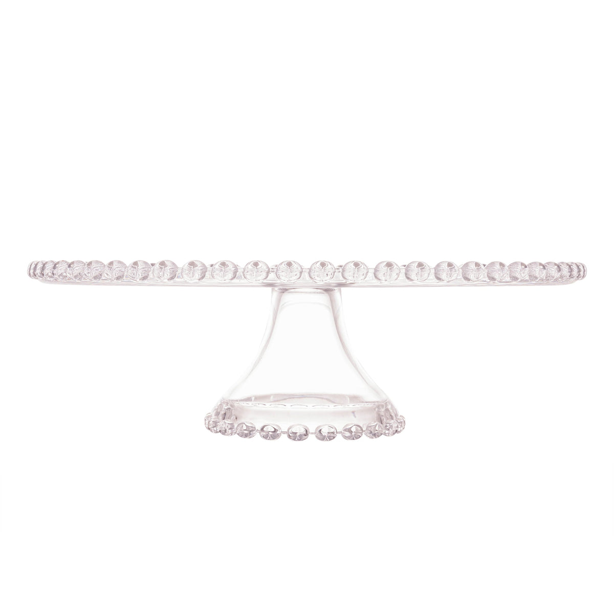 Prato para Bolo Boleira transparente com bolinhas de cristal 