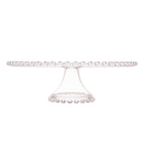 Prato para Bolo Boleira transparente com bolinhas de cristal 