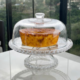 Prato para Bolo Boleira Cristal de Chumbo com Pé e Tampa Pearl 31cm - Ela Decora