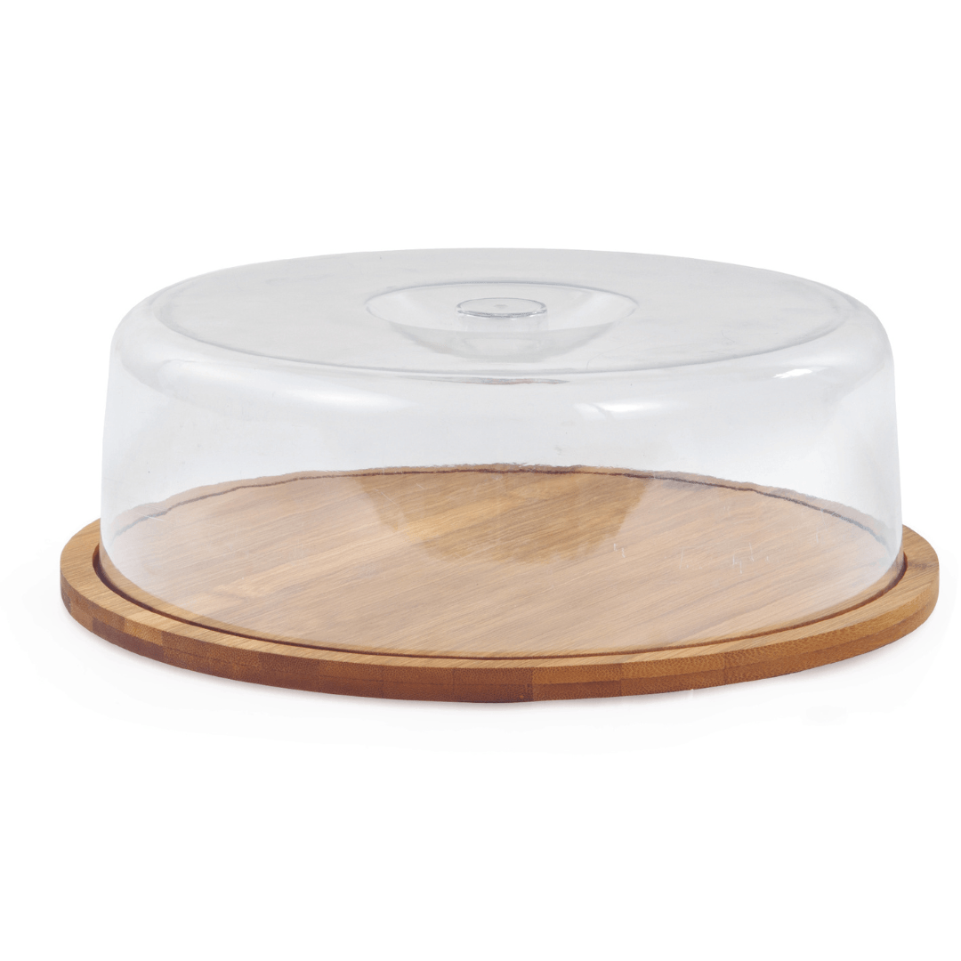 Prato para Bolo Boleira em Bambu com Tampa Ecokitchen 28cm - Ela Decora