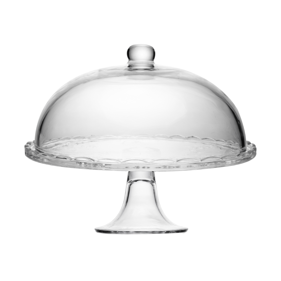 Prato para Bolo com Pé e Tampa de Cristal New Butterfly 30cm - Ela Decora